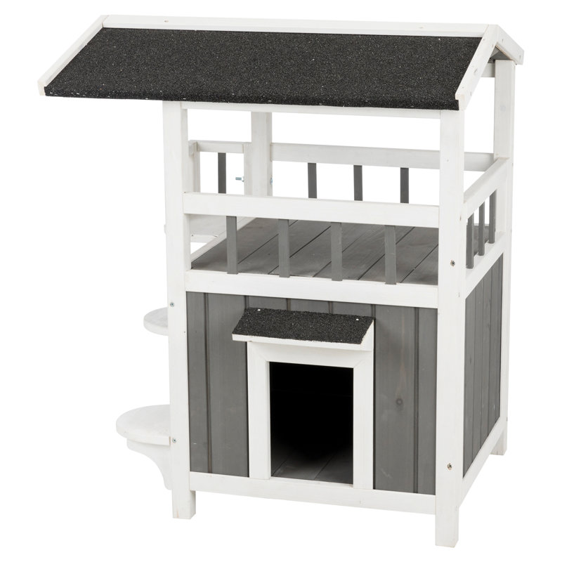 TRIXIE Wooden Cat Home with Shaded Balcony, Indoor Outdoor